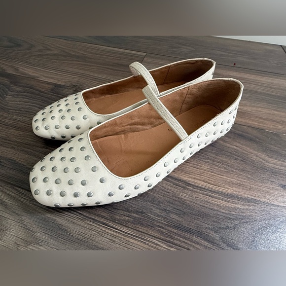 Madewell Shoes - Madewell Ivory Mary Jane Studded Ballet Flats Size 8
